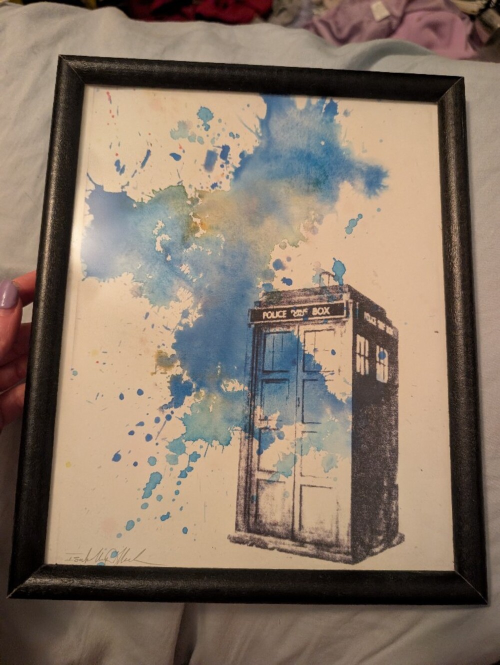 Blue TARDIS Watercolor Art Print - Framed Home Art